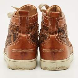 مملوكة مسبقًا Christian Louboutin Louis Size 43 Beige Leather and Python Leather High Top Sneakers