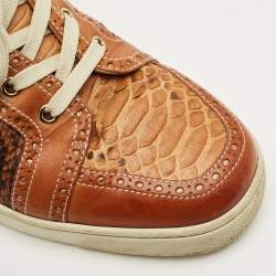 مملوكة مسبقًا Christian Louboutin Louis Size 43 Beige Leather and Python Leather High Top Sneakers