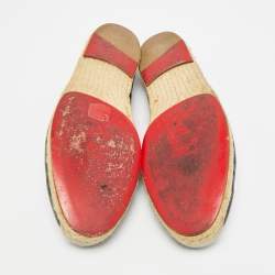 Pre Owned حذاء إسبادريل كريستيان لوبوتان جلد أسود سليب أون فلات مقاس 43