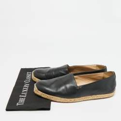 Pre Owned حذاء إسبادريل كريستيان لوبوتان جلد أسود سليب أون فلات مقاس 43