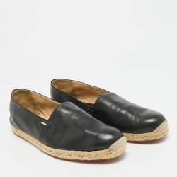 Pre Owned حذاء إسبادريل كريستيان لوبوتان جلد أسود سليب أون فلات مقاس 43