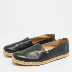 Pre Owned حذاء إسبادريل كريستيان لوبوتان جلد أسود سليب أون فلات مقاس 43