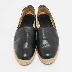 Pre Owned حذاء إسبادريل كريستيان لوبوتان جلد أسود سليب أون فلات مقاس 43