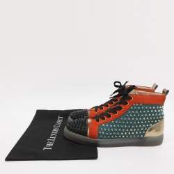 مملوكة مسبقًا Christian Louboutin Lou Spikes Orlato Size 42.5 Multicolor Mesh and Suede High Top Sneakers