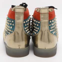 مملوكة مسبقًا Christian Louboutin Lou Spikes Orlato Size 42.5 Multicolor Mesh and Suede High Top Sneakers