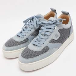مملوكة مسبقًا Christian Louboutin Happy Rui Size 45 Powder Blue Leather and Nylon Low Top Sneakers