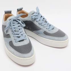 مملوكة مسبقًا Christian Louboutin Happy Rui Size 45 Powder Blue Leather and Nylon Low Top Sneakers