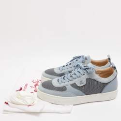 مملوكة مسبقًا Christian Louboutin Happy Rui Size 45 Powder Blue Leather and Nylon Low Top Sneakers