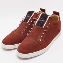 Pre Owned Christian Louboutin F.A.V Fique A Vontade Size 45 Copper Suede Slip On Sneakers