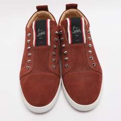 Pre Owned Christian Louboutin F.A.V Fique A Vontade Size 45 Copper Suede Slip On Sneakers