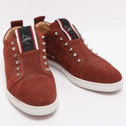 Pre Owned Christian Louboutin F.A.V Fique A Vontade Size 45 Copper Suede Slip On Sneakers