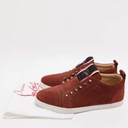 Pre Owned Christian Louboutin F.A.V Fique A Vontade Size 45 Copper Suede Slip On Sneakers
