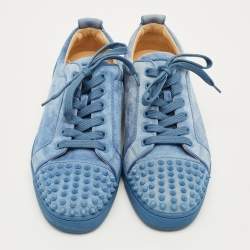مملوكة مسبقًا حذا ء كريستيان لوبوتان الرياضي لويس جونيور سبايكس سويدي أزرق برباط مقاس 41