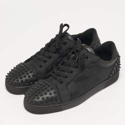 مملوكة مسبقًا Christian Louboutin Seavaste 2 Size 43 Black Canvas and Leather Lace Up Sneakers