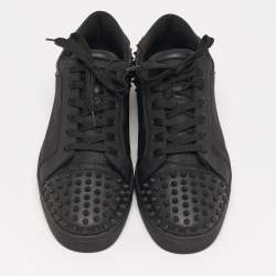 مملوكة مسبقًا Christian Louboutin Seavaste 2 Size 43 Black Canvas and Leather Lace Up Sneakers