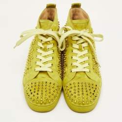 مملوكة مسب قًا حذاء رياضي كريستيان لوبوتان لويز سبايكس سويدي أصفر بعنق مرتفع مقاس 44