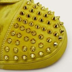 مملوكة مسبقًا حذاء رياضي كريستيان لوبوتان لويز سبايكس سويدي أصفر بعنق مرتفع مقاس 44