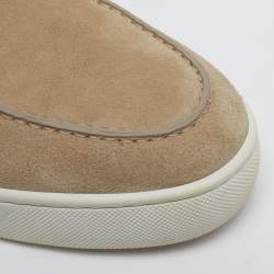 Pre Owned حذاء كريستيان لوبوتان باكيبو قماش شامواه بيج منخفض مقاس 46.5