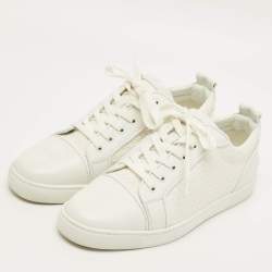 Pre Owned Christian Louboutin Louis Junior Size 43 White Perforated Leather Low Top Sneakers