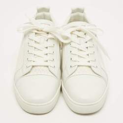 Pre Owned Christian Louboutin Louis Junior Size 43 White Perforated Leather Low Top Sneakers