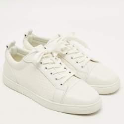 Pre Owned Christian Louboutin Louis Junior Size 43 White Perforated Leather Low Top Sneakers