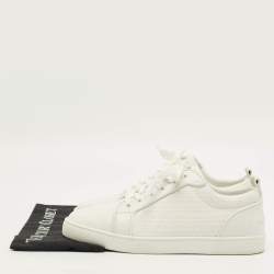 Pre Owned Christian Louboutin Louis Junior Size 43 White Perforated Leather Low Top Sneakers