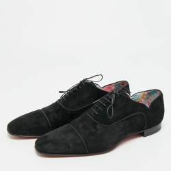 Pre Owned Christian Louboutin Greggo Size 42.5 Black Suede Lace Up Oxford Shoes