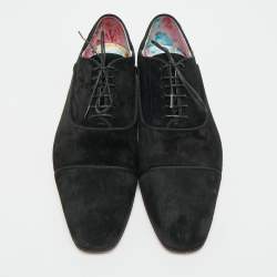Pre Owned Christian Louboutin Greggo Size 42.5 Black Suede Lace Up Oxford Shoes
