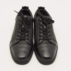 Pre Owned Christian Louboutin Louis Junior Size 43 Black Embossed Leather Low Top Sneakers