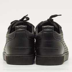 Pre Owned Christian Louboutin Louis Junior Size 43 Black Embossed Leather Low Top Sneakers