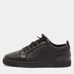 مملوكة مسبقًا Christian Louboutin Louis Junior Size 43 Black Embossed Leather Low Top Sneakers