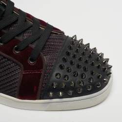 Pre Owned Christian Louboutin Lou Spike Orlato Size 43 Multicolor Leather and Velvet High Top Sneakers