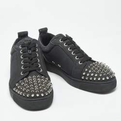 Pre Owned حذاء رياضي كريستيان لوبوتان لوي جونيور قماش جينز أسود مرصع مقاس 42