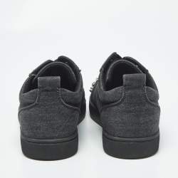 Pre Owned حذاء رياضي كريستيان لوبوتان لوي جونيور قماش جينز أسود مرصع مقاس 42