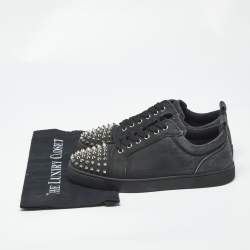 Pre Owned حذاء رياضي كريستيان لوبوتان لوي جونيور قماش جينز أسود مرصع مقاس 42