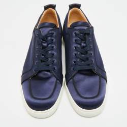 مملوكة مسبقًا حذاء رياضي كريستيان لوبوتان رانتالو قماش ساتان أزرق بحري رقبة منخفضة مقاس 42.5