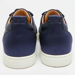 مملوكة مسبقًا حذاء رياضي كريستيان لوبوتان رانتالو قماش ساتان أزرق بحري رقبة منخفضة مقاس 42.5