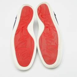 مملوكة مسبقًا حذاء رياضي كريستيان لوبوتان رانتالو قماش ساتان أزرق بحري رقبة منخفضة مقاس 42.5