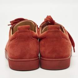 مملوكة مسبقًا Christian Louboutin Louis Junior Size 41.5 Red Suede Lace Up Sneakers