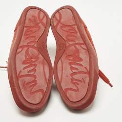 مملوك ة مسبقًا Christian Louboutin Louis Junior Size 41.5 Red Suede Lace Up Sneakers