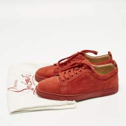 مملوكة مسبقًا Christian Louboutin Louis Junior Size 41.5 Red Suede Lace Up Sneakers