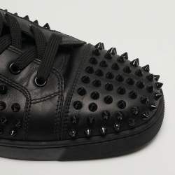 Pre Owned Christian Louboutin Louis Spikes Size 42.5 Black Leather High Top Sneakers