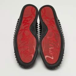 Pre Owned Christian Louboutin Louis Spikes Size 42.5 Black Leather High Top Sneakers