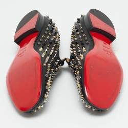 مملوكة مسبقًا حذاء سليبزرز سموكينغ كريستيان لوبوتان جلد أسود داندليون سبياكز مقاس 43