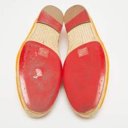 Pre Owned Christian Louboutin Nanou Crest Size 44 Orange Canvas Slip On Espadrille Flat