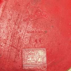 Pre Owned Christian Louboutin Nanou Crest Size 44 Orange Canvas Slip On Espadrille Flat