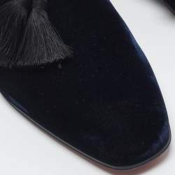 مملوكة مسبقًا Christian Louboutin Officialito Tassel Size 42 Navy Blue Velvet Smoking Slippers