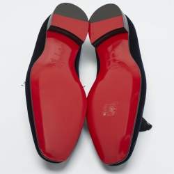 مملوكة مسبقًا Christian Louboutin Officialito Tassel Size 42 Navy Blue Velvet Smoking Slippers
