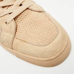 Pre Owned Christian Louboutin Rantus Orlato Size 41 Beige Suede High Top Sneakers