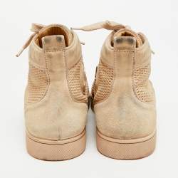 Pre Owned Christian Louboutin Rantus Orlato Size 41 Beige Suede High Top Sneakers